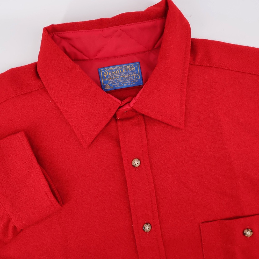 Pendleton Wool Suede Elbow Patch Shirt Red Long Sleeve Mens Large Flaws